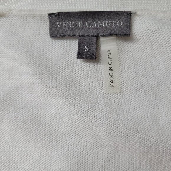 Vince Camuto Cardigan Size S Open Front Cut Out Center 3/4 Ribbed Sleeve White - Picture 5 of 9